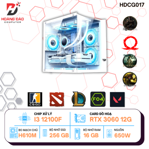 PC Gaming I3-12100F/ RTX 3060 12GB/ Ram 16GB/ SSD 256GB HDCG017